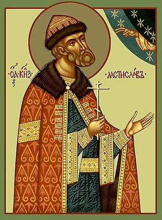 Blahovirnyy kniaz Mstyslav u KHreshchenni Heorhiy KHorobryy Novhorodskyy 1